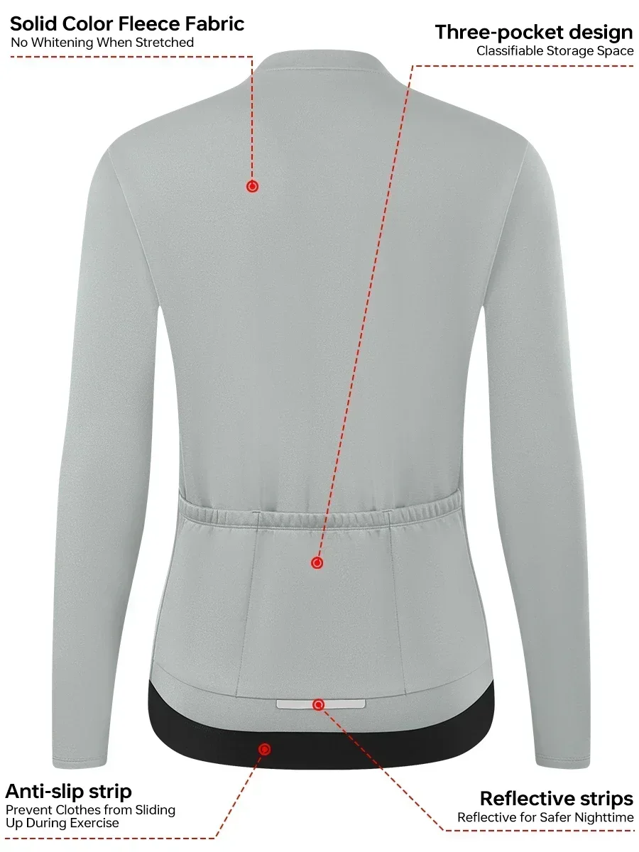 X-TIGER Damen Winter-Fleece-Radtrikot, langärmelig, winddicht, warm, Rennradjacke mit 3 Taschen, Fahrradbekleidung, Oberteile – Detail 5