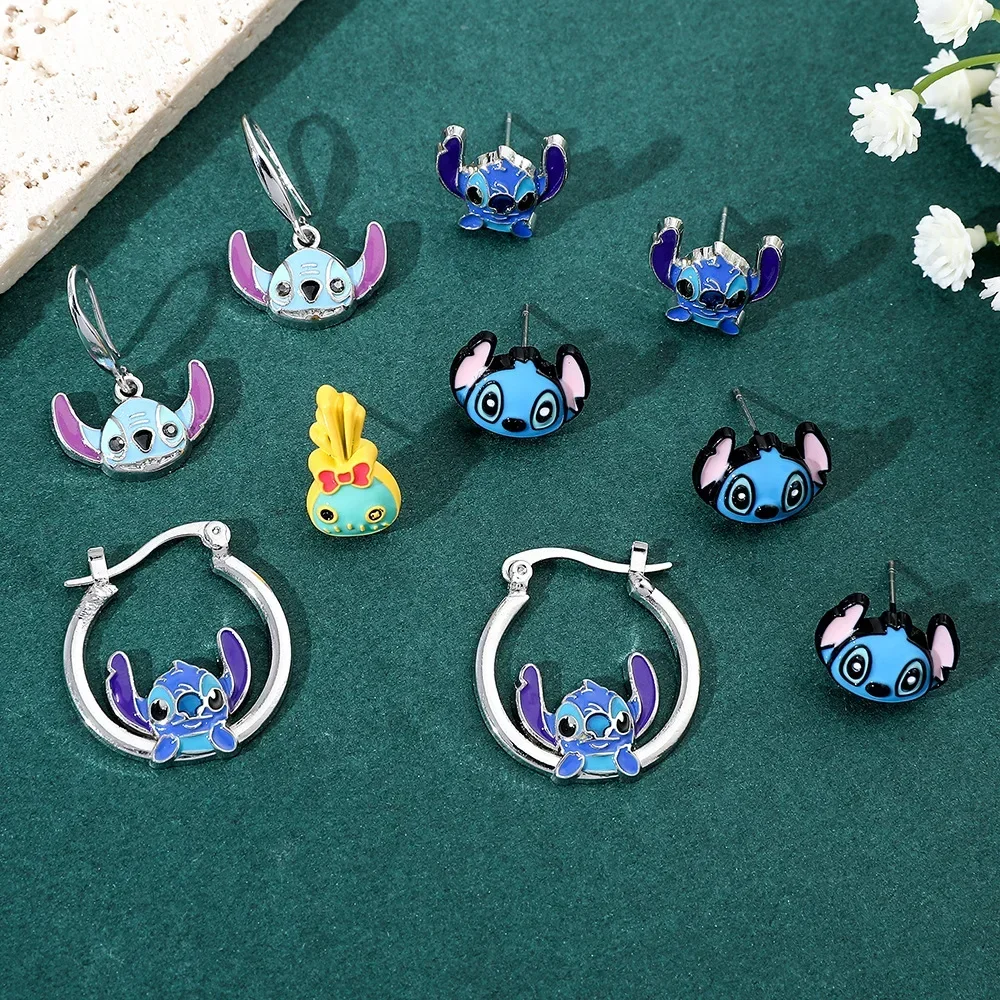 Cute Disney Anime Stitch Earrings Cartoon Lilo & Stitch Dripping Oil Eardrop Decoration Women High End Minimally Earrings Gifts