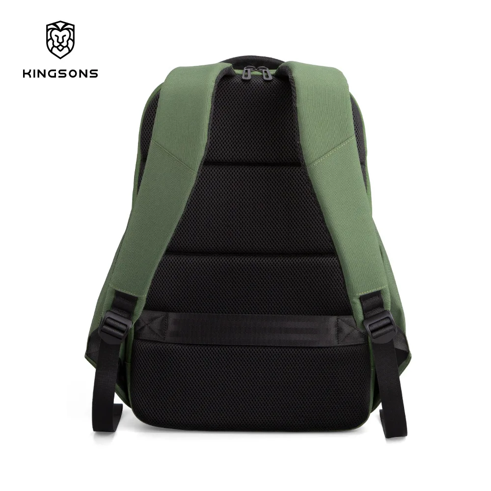 Kingsons 2025 Nuovo zaino in poliestere riciclato per uomo donna Zaino da viaggio impermeabile per laptop da 15,6 pollici con porta di ricarica USB-A