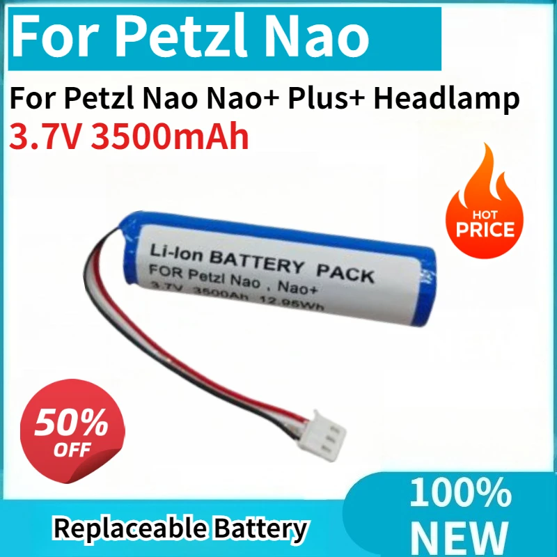Batería Nueva de Alta Calidad de 3.7V 3500mAh Reemplazable para Linterna Frontal Petzl Nao Nao+ Plus+, Alta Capacidad