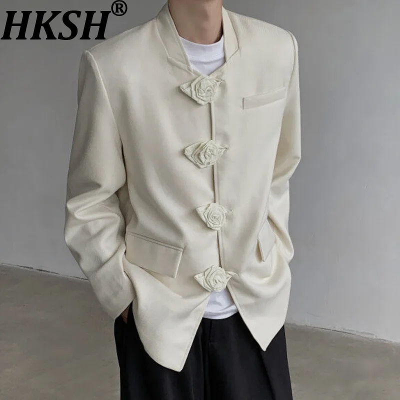 HKSH Spring Autumn New Women Blazer Stand Collar Single Breasted Chinese Style High-End Fashion Jacket Temperament Coats HK13461
