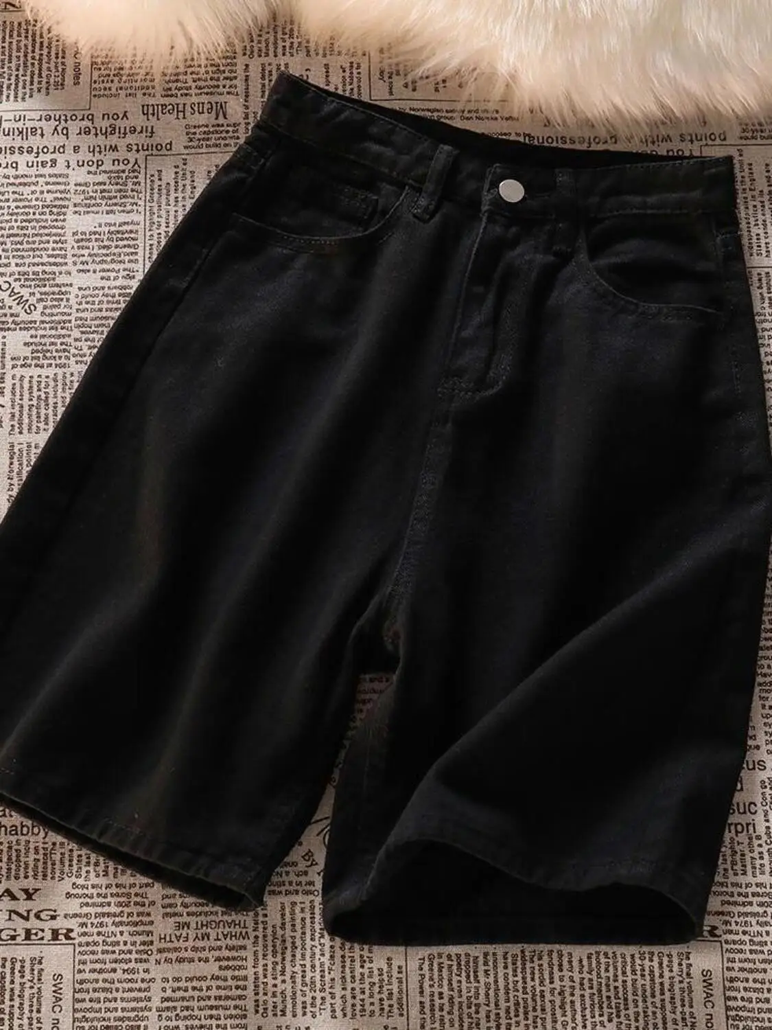 Women High Waist Denim Shorts Vintage Wide Leg Jean Shorts Casual Summer Streetwear
