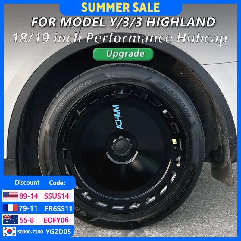 4 Uds para Tesla Model Y/3 Highland tapacubos de repuesto para coche rendimiento Auto 18 19 pulgadas cubierta de rueda tapas de llanta completa accesorios 2025