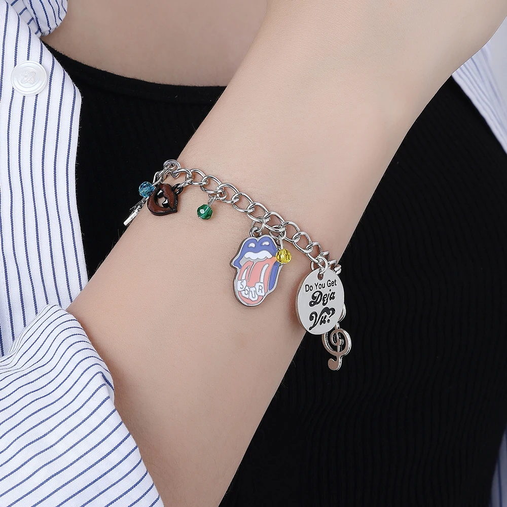 Olivia the Rodrigo Concert Theme Charm Bracelet Singer Guts World Tour Star Shine Fashion Jewelry Girl Fans Party Happy Gift