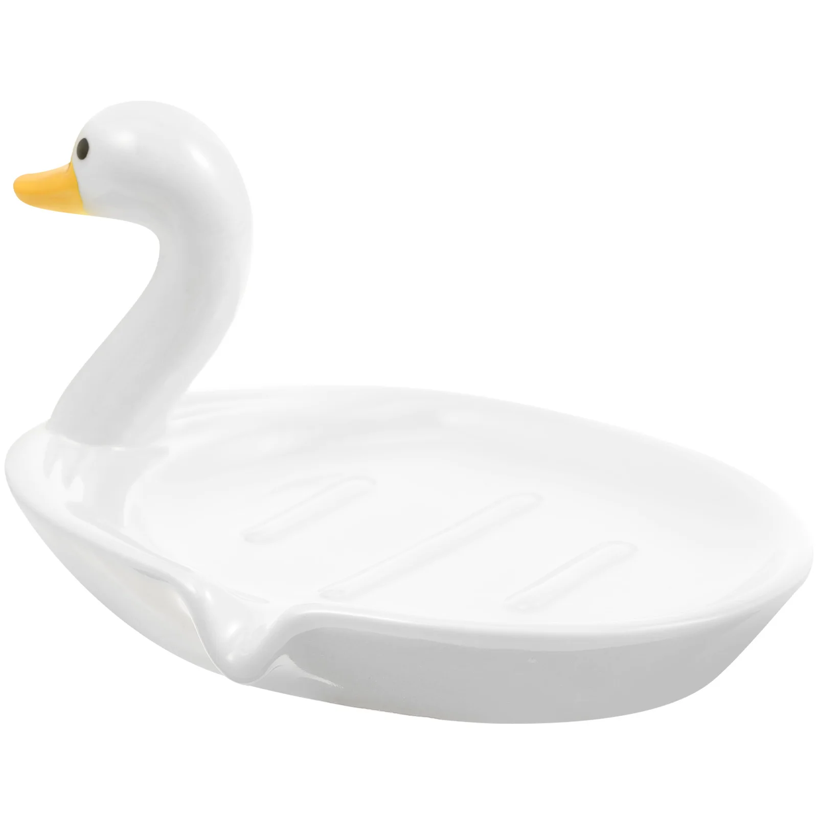

Ceramic Swan Soap Holder Self Draining Cute Soap Dish Bathroom Tray Practical Anti Slip Sink Organizer Sponge Holder,