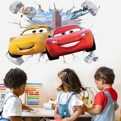 3D Brokenwall saetta McQueen cartoni animati auto decorazioni murali decalcomanie per ragazzo camera da letto camera dei bambini carta da parati Poster adesivi murali