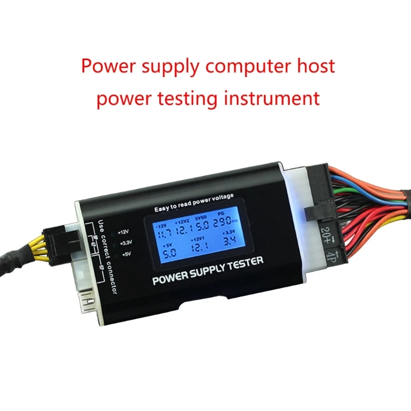 PC Power Supply Diagnostic Tester LCD Screen 20 24 Pin Connectors Dropship