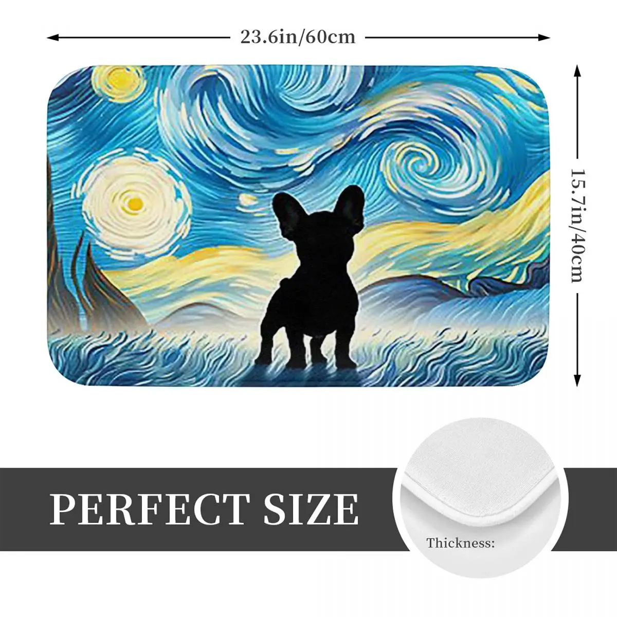 French Bulldog Admiring Van Gogh's Night Anti-slip Doormat Floor Mat Carpet Rug for Kitchen Entrance Home Balcony Footpad Mats