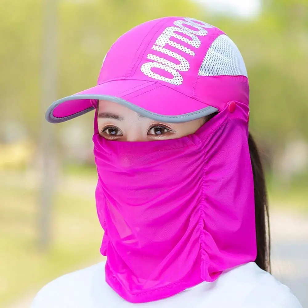 Summer Women Sunshade Sun Hat UV Protection Wide Brim Shade Hat Detachable Breathable Neck Face Baseball Cap Visor