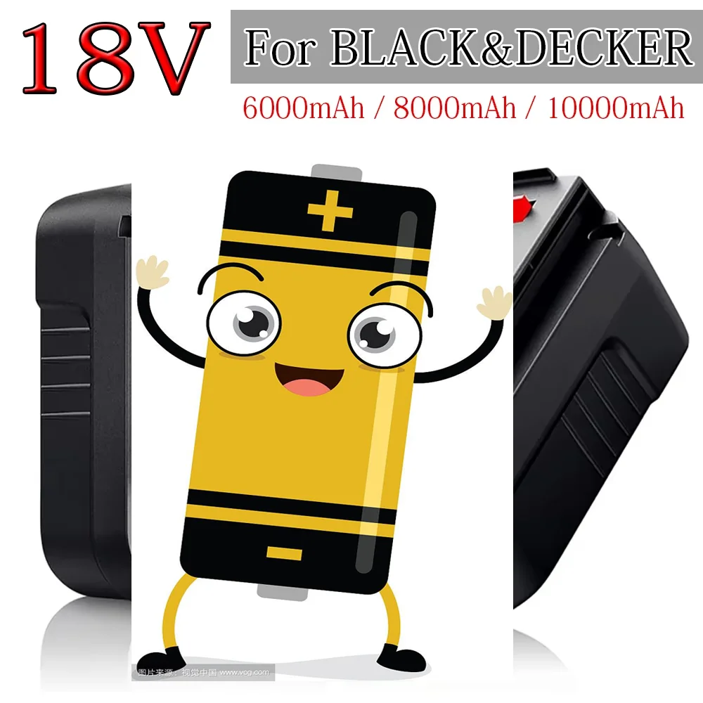 

18V 6.0Ah 8.0Ah 10Ah Power Tool Battery For Black&Decker A18 A1718 A18NH HPB18 HPB18-OPE FS1800CS FS1800D FS1800D-2 FS1800ID