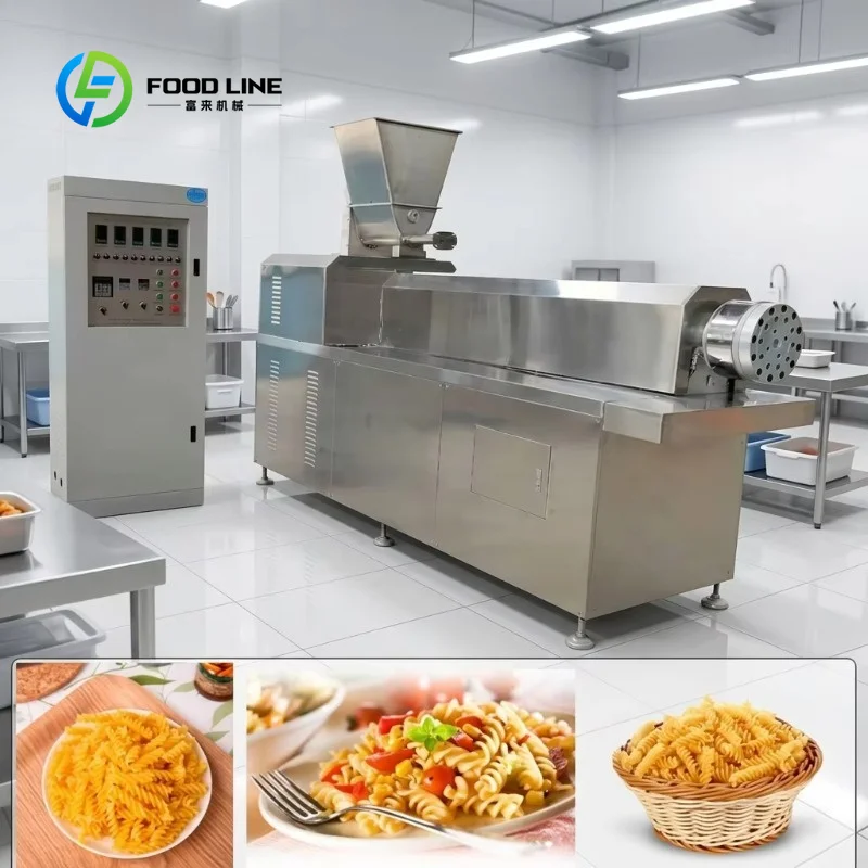 Automatic Stainless Steel Macaroni Line, Industrial Double Screw Design, 150kg/h Italian Pasta Production Machine