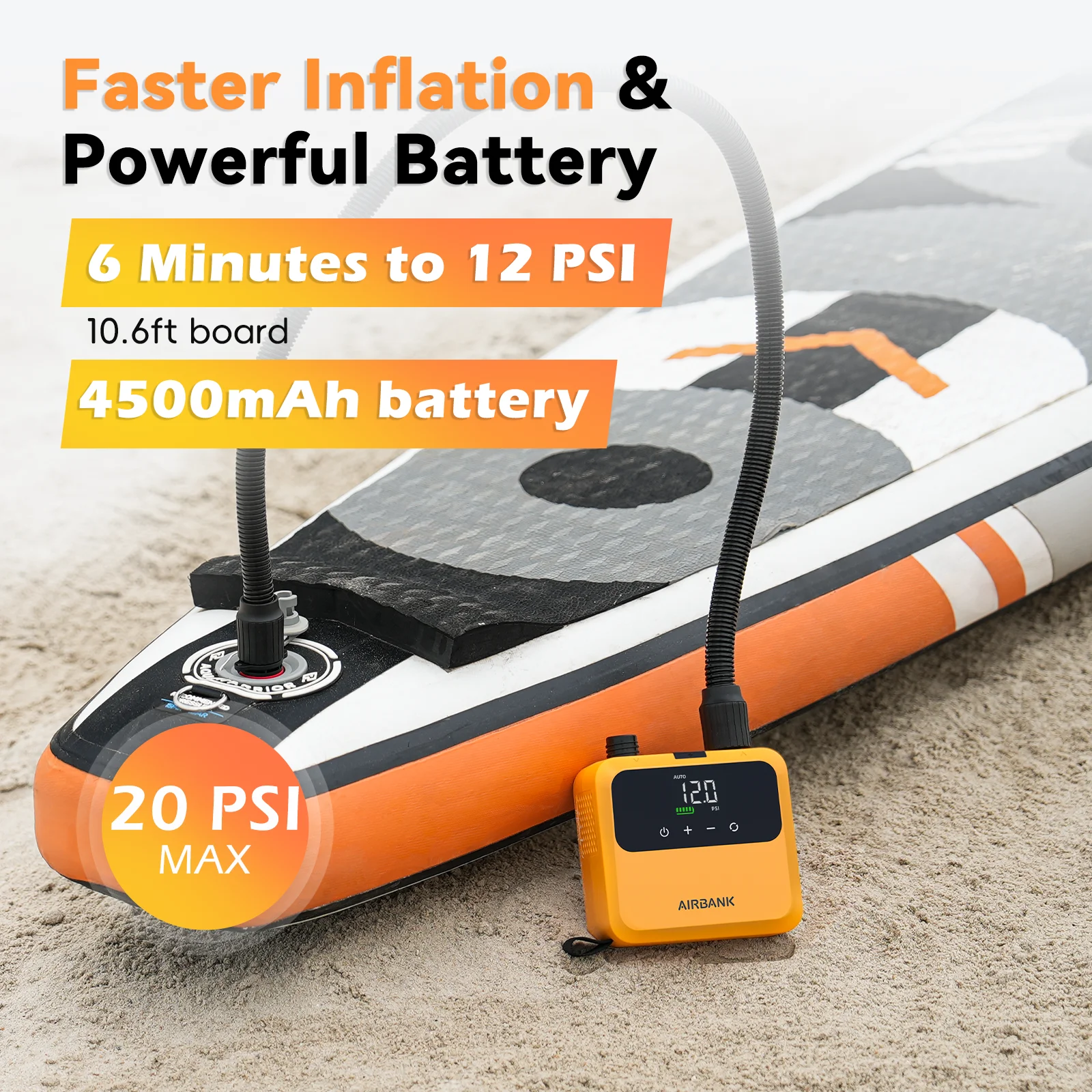 AIRBANK Pulse Pro 電動 SUP エアポンプ スタンドアップパドル用 20PSI
