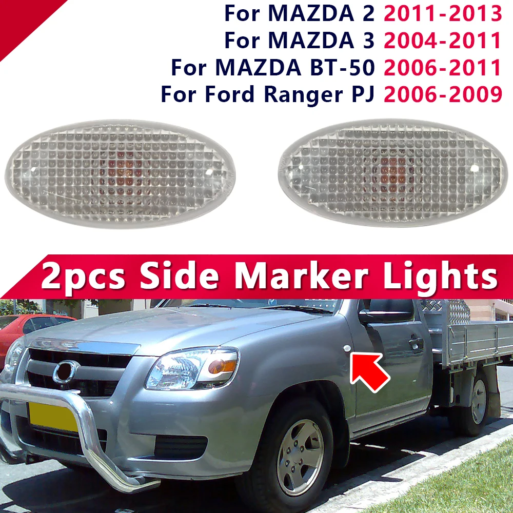 

2Pcs Clear Front Fender Lights Position Lights Error Free For MAZDA 2 3 5 6 BT-50 MPV For Ford Ranger PJ