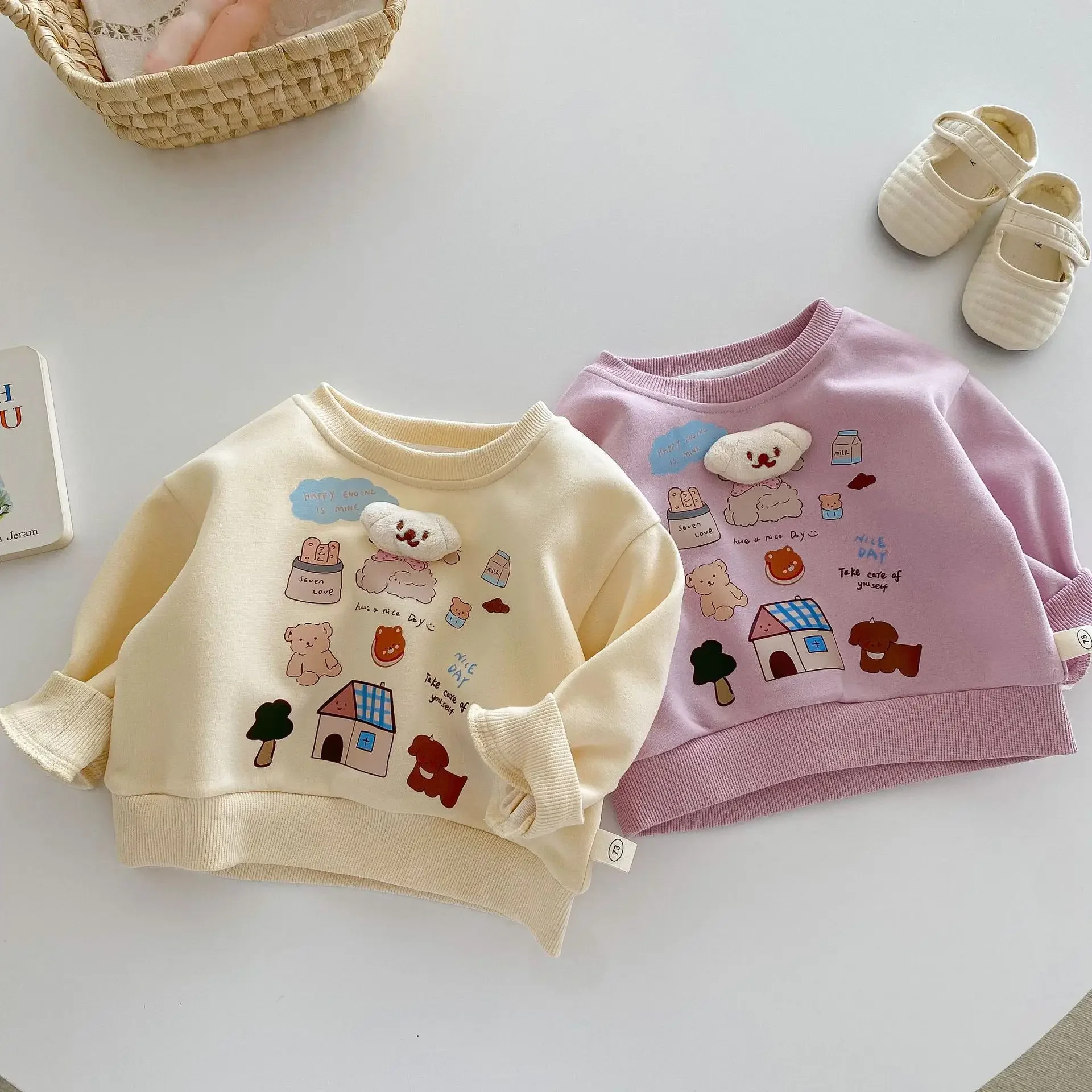 

Children's cartoon sweatershirt 0-5 years old autumn Korean children's clothing girls cute printed jumper boys tshirt