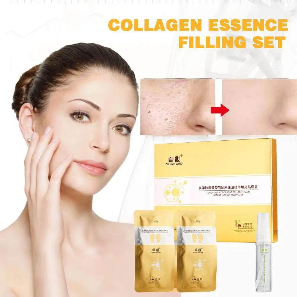 Collageen Essence Vulset Voor Vrouwen Spiraalvormig Peptide Hert Bot Collageen Essence Kit Japanse Lifting Gezichtsserum Anti-Aging