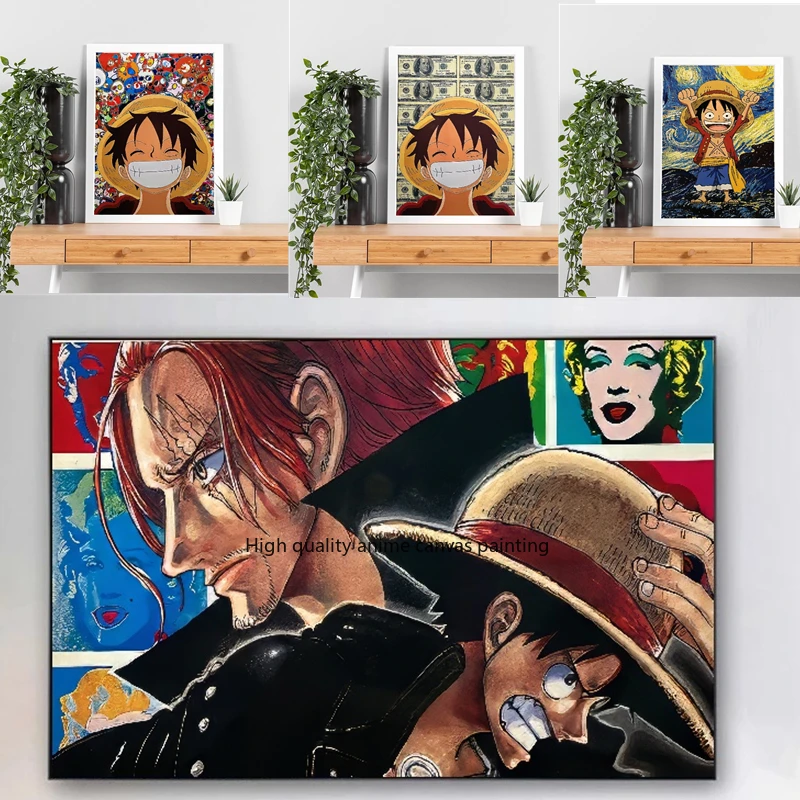 

New ONE PIECE Monkey D. Luffy Anime Wall Art Canvas Painting Poster Bar Home Wall Room Aesthetic Bedside Mural Decoration Gift