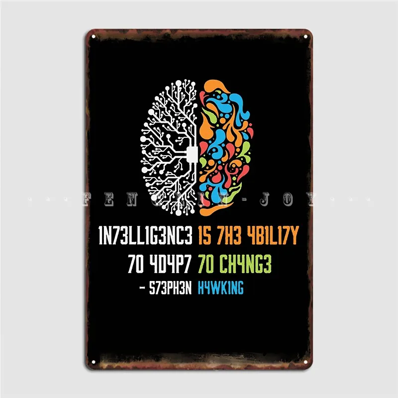 Intelligence Is The Ability To Adapt To Change Science Metal Sign Club Customize Cave Pub Wall Decor Tin Sign Poster