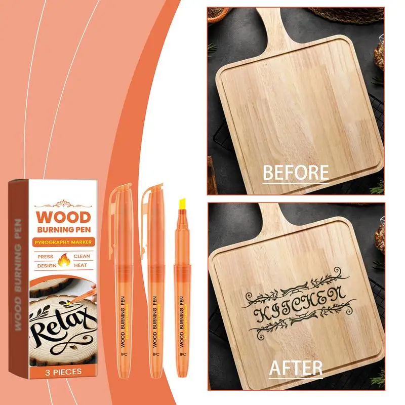 Wood Stain Marker 3 Pieces Wooden Burning Marker Wooden Burning Tools Wood Burning Kit For Artists Beginners In Wood Projects