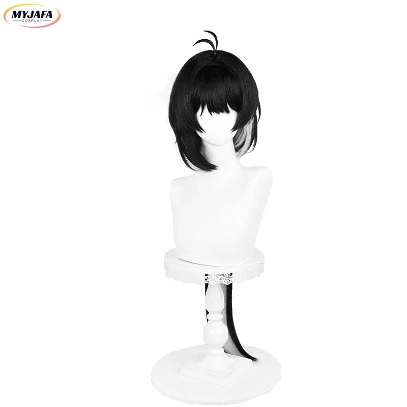 AAA 2025 女性ローバーコスプレゲームロングブラックホワイトユニセックス耐熱人工毛アニメパーティーウィッグ + ウィッグキャップ