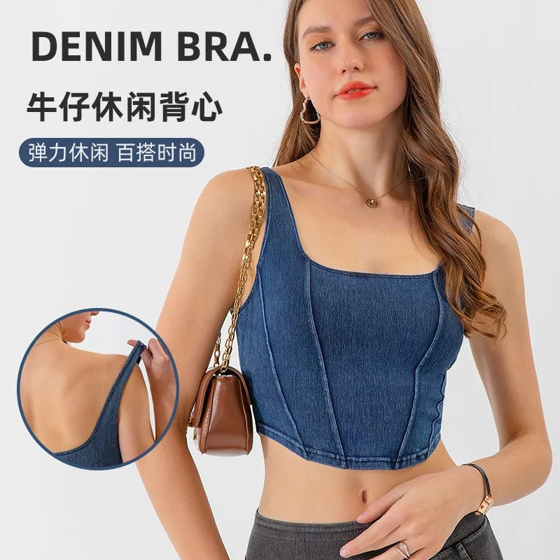 Athleisure Tank Square Neck Moisture Wicking Crop Length Wide Straps Open Back Camisole Solid Color Black Navy Blue Grey
