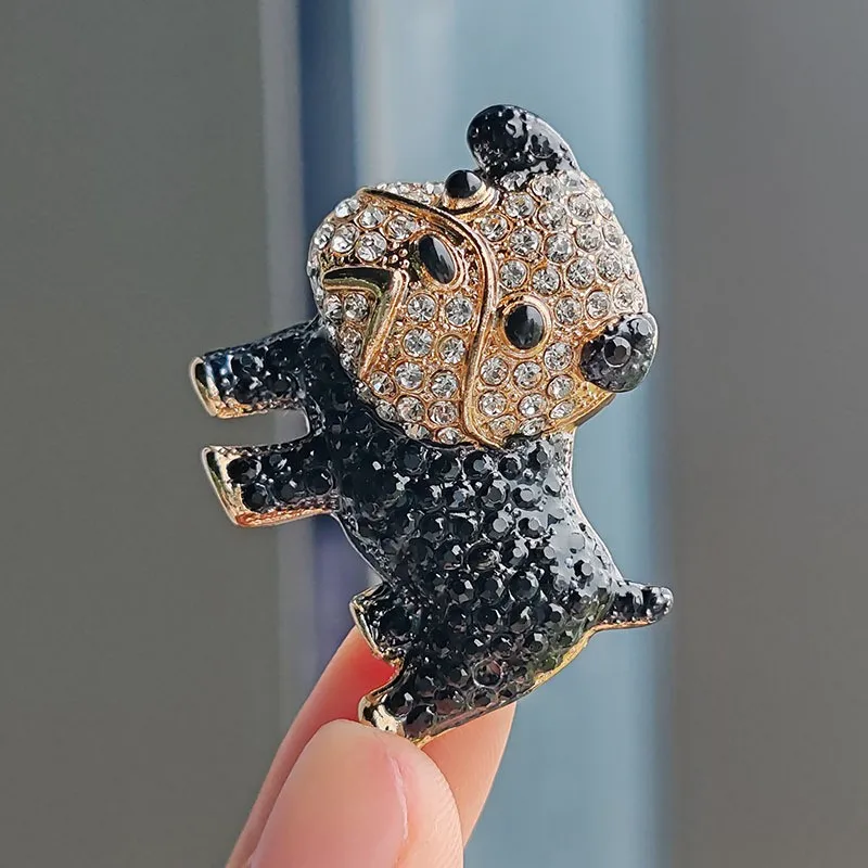 Nowe Śliczne Rhinestone Puppy Dog Broszki Dla Kobiet Mężczyzn Koreańska Moda Urocza Pies Animal Broszka Odzież Plecak Szpilki Biżuteria Prezent — zdjęcie 6