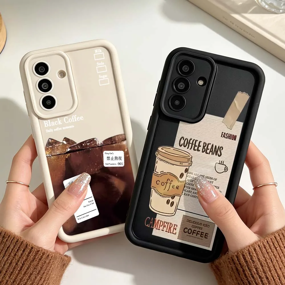 Coffee Beans Cup For Samsung A03 A04 A05 A06 A07 A24 A23 A22 A21s A17 A16 A15 A14 A13 A12 5G Eye Ladder Phone Case