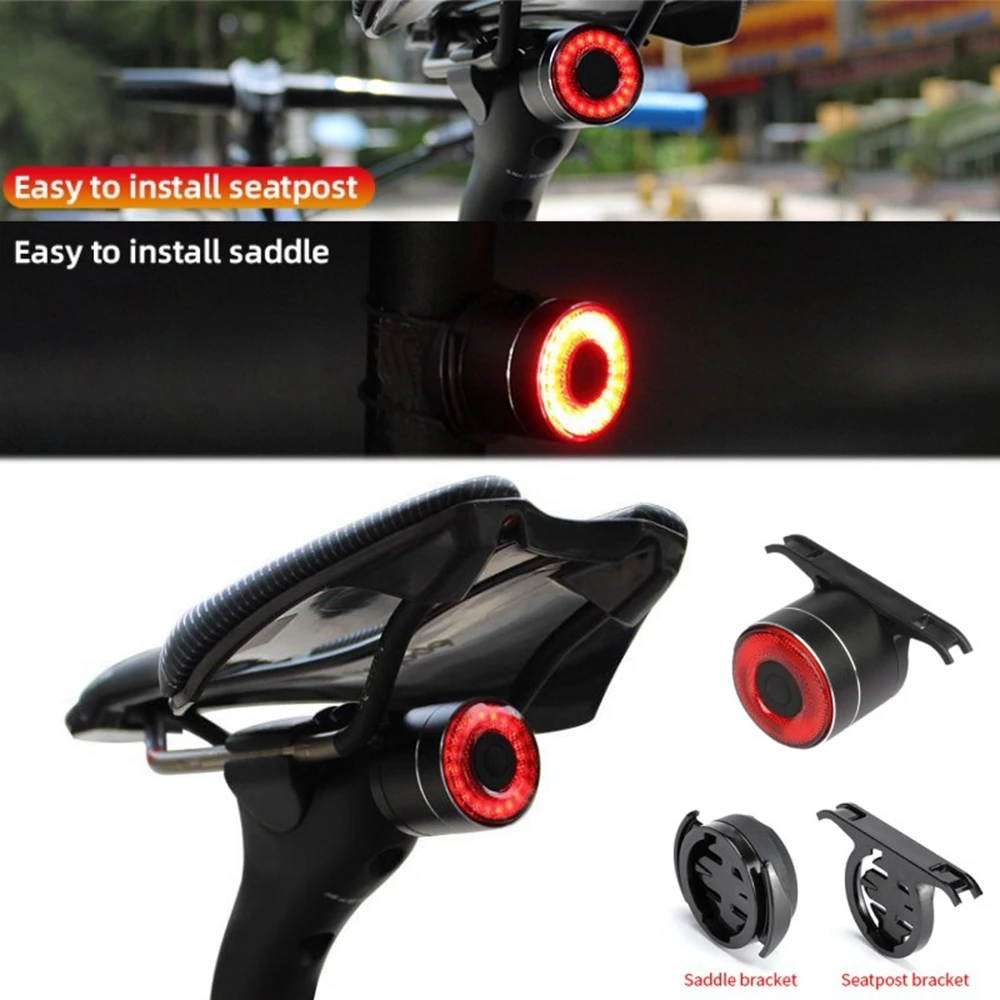 

New Bicycle Smart Auto Brake Sensing Light IPx6 Waterproof LED Charging Cycling Taillight Bike Rear Light Accessories Q3 Lights