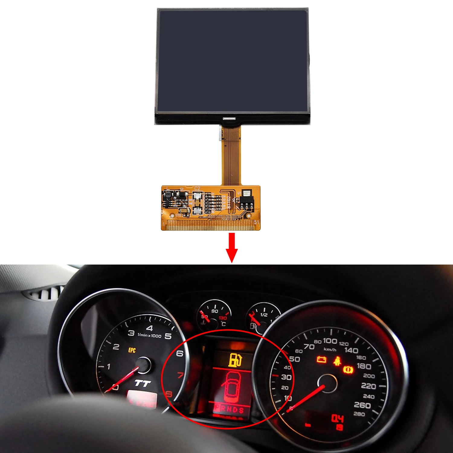 LCD Display for Audi TT Year 1998-2006 Dark Background Color TOP QUALITY Audi LCD Display