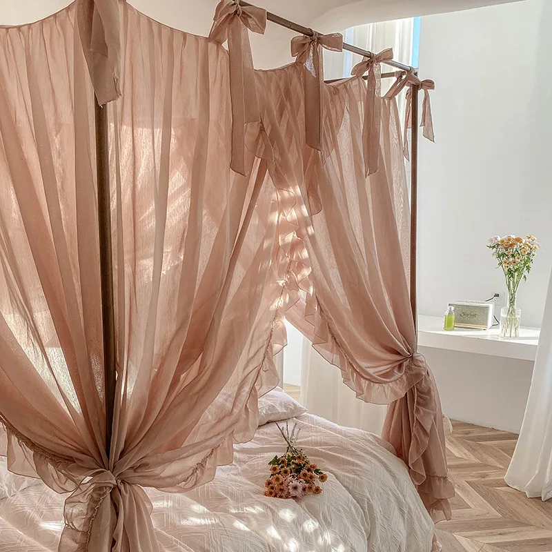 French mosquito net, princess wind bed curtain, triple-opening shading, dust-proof, old-fashioned shelf bed