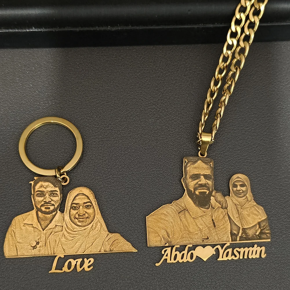 تخصيص الأزياء محفورة صورة صورة اسم قلادة قلادة الفولاذ المقاوم للصدأ شخصية للأطفال مجوهرات الأسرة الهدايا