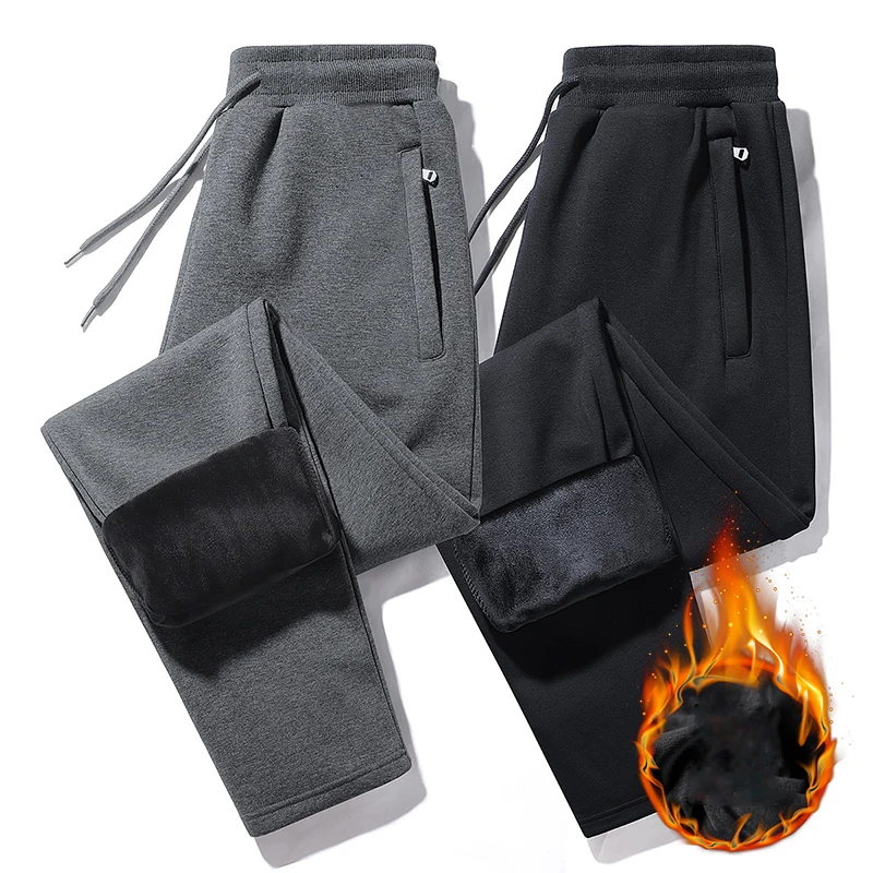 

Winter Pants Men Fur Lined Joggers Men Thick Sweatpants Drawstring Trousers Men Fleece Running Pants Warm Pants Plus Size 6XL