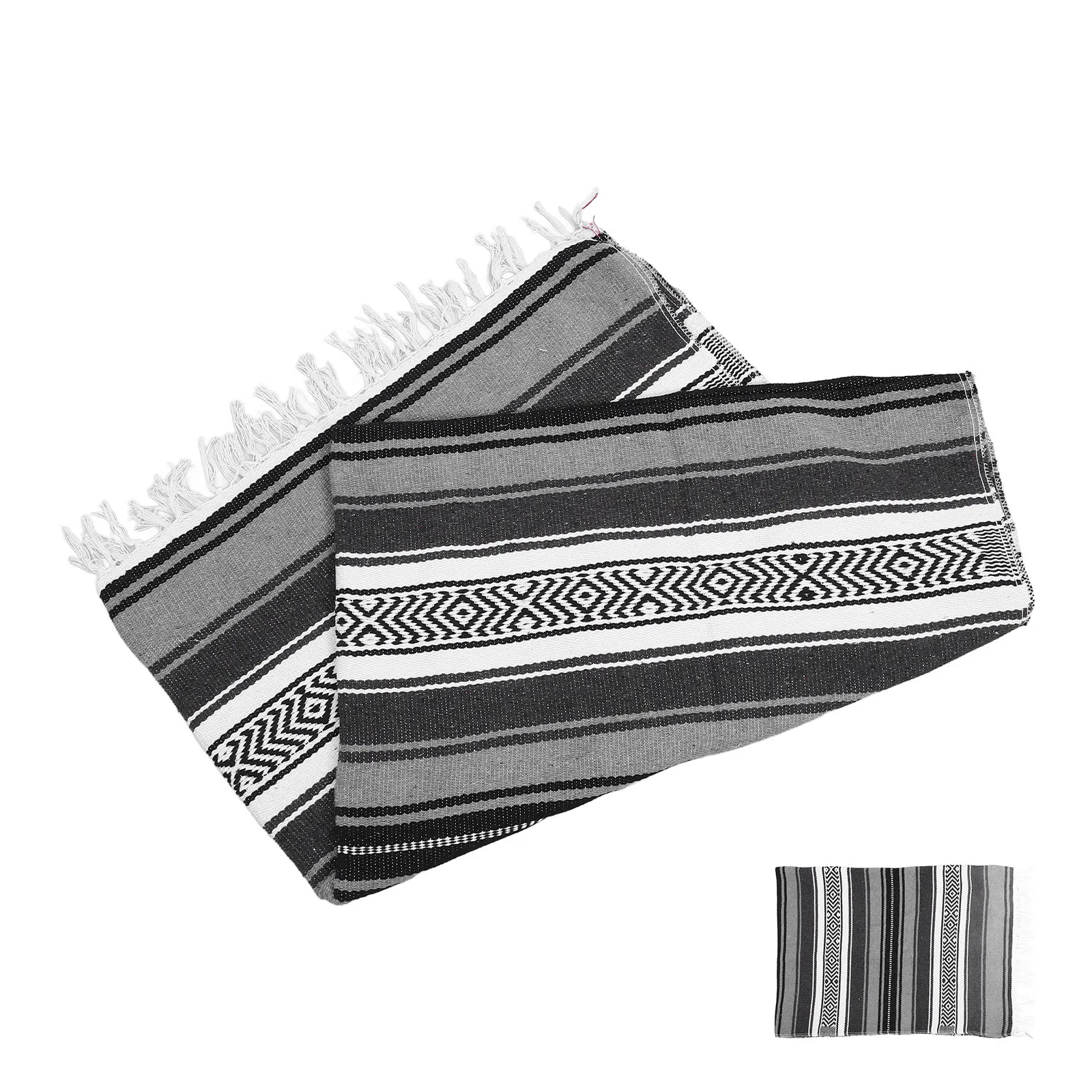 Sofa Blanket Mexican Style Woven Serape Throw Thick Soft Vibrant Polyester Cotton Blend for Living Room Bedroom Car Office - view 4