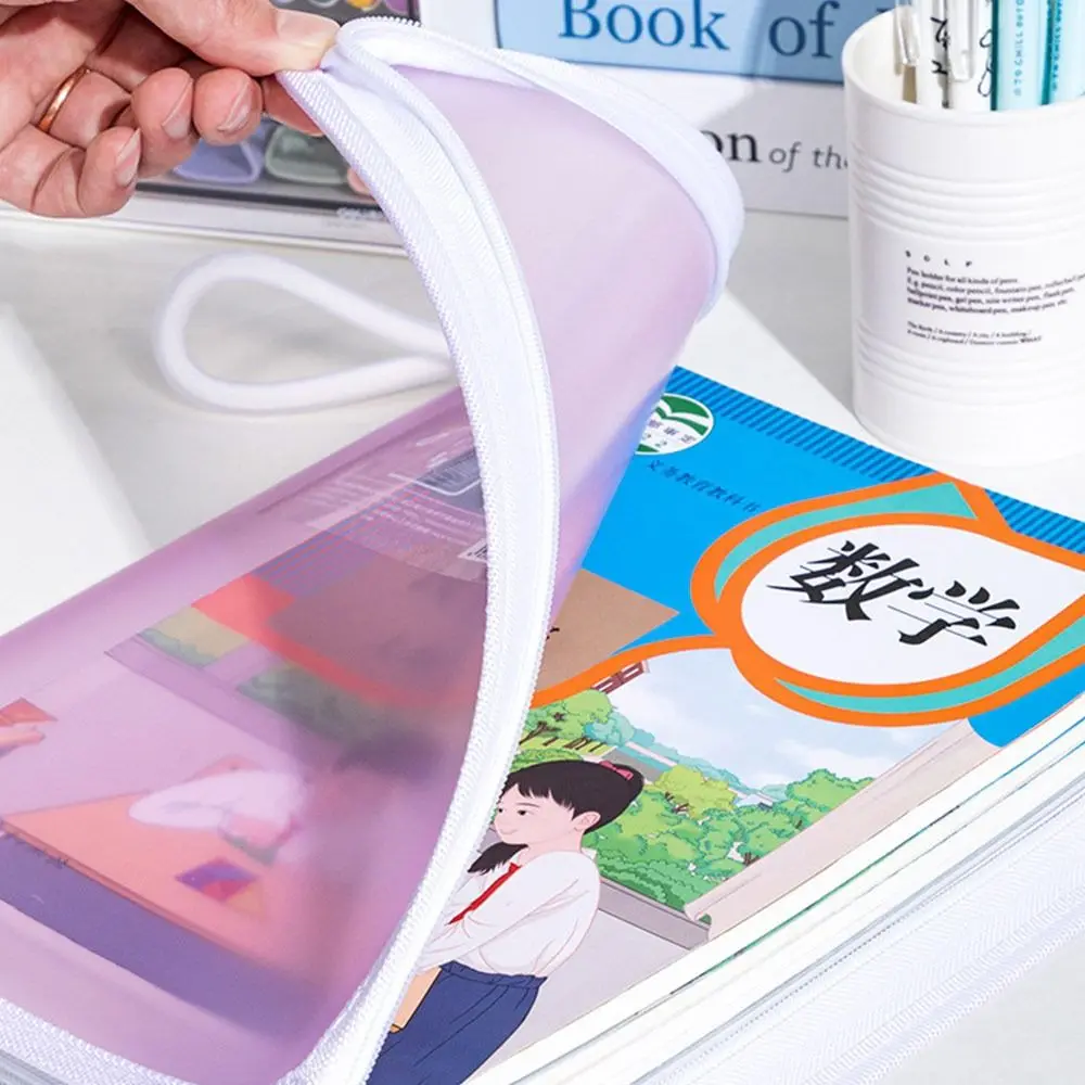 

Gifts Portable Colored File Bag A4 Student Stationery Test Paper Storage Bags Transparent Zipper Handbag