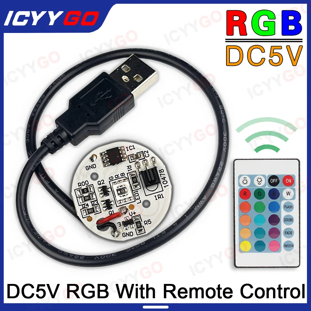 DC5V LED USB Kolorowa gradientowa tablica świetlna RGB 38 mm Źródło światła z pilotem do lampy z drewna bukowego Światła sceniczne LED