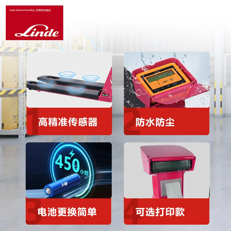 Linde 2 Ton Manual Weighing Forklift with Print Hand Push Cattle Manual Hydraulic Loader M20W-EC