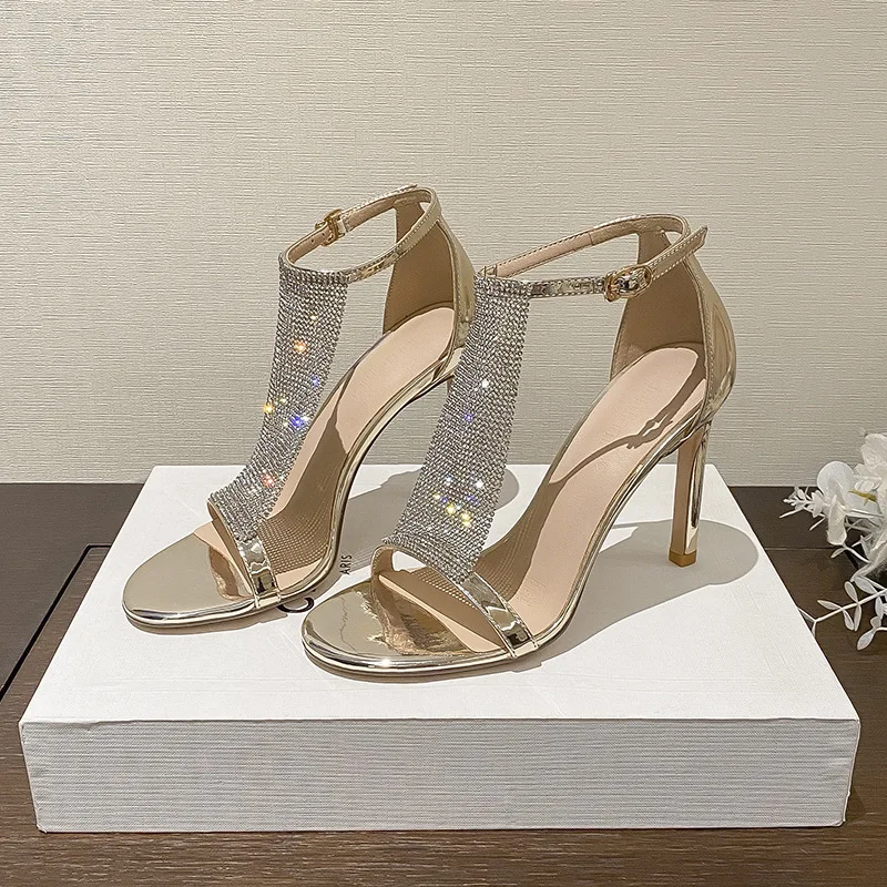 2025-summer-new-style-one-strap-rhinestones-tassels-high-heeled-sandals-for-women-with-beautiful-design-silver-gold-single-shoes