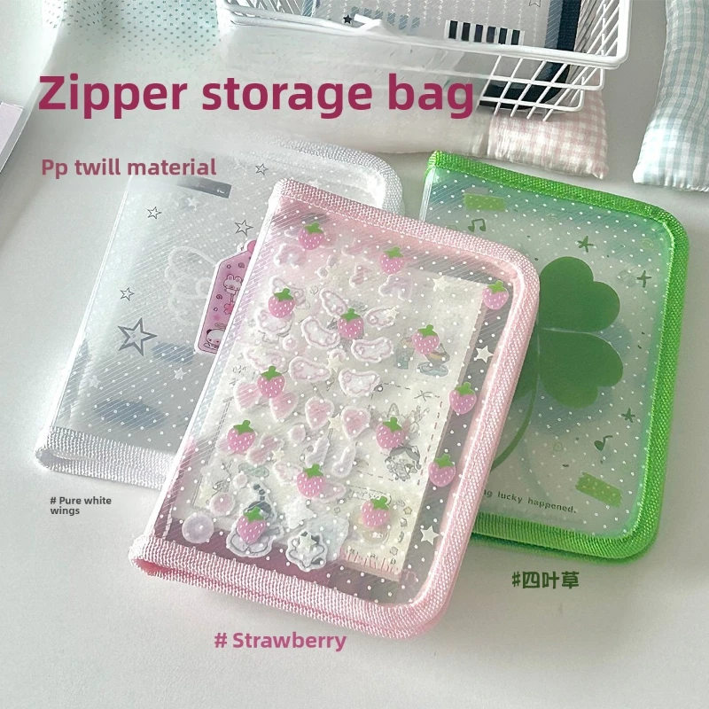 Borsa portaoggetti trasparente portatile in twill A6 Borsa portaoggetti in materiale per conto a mano con adesivo per piccole carte