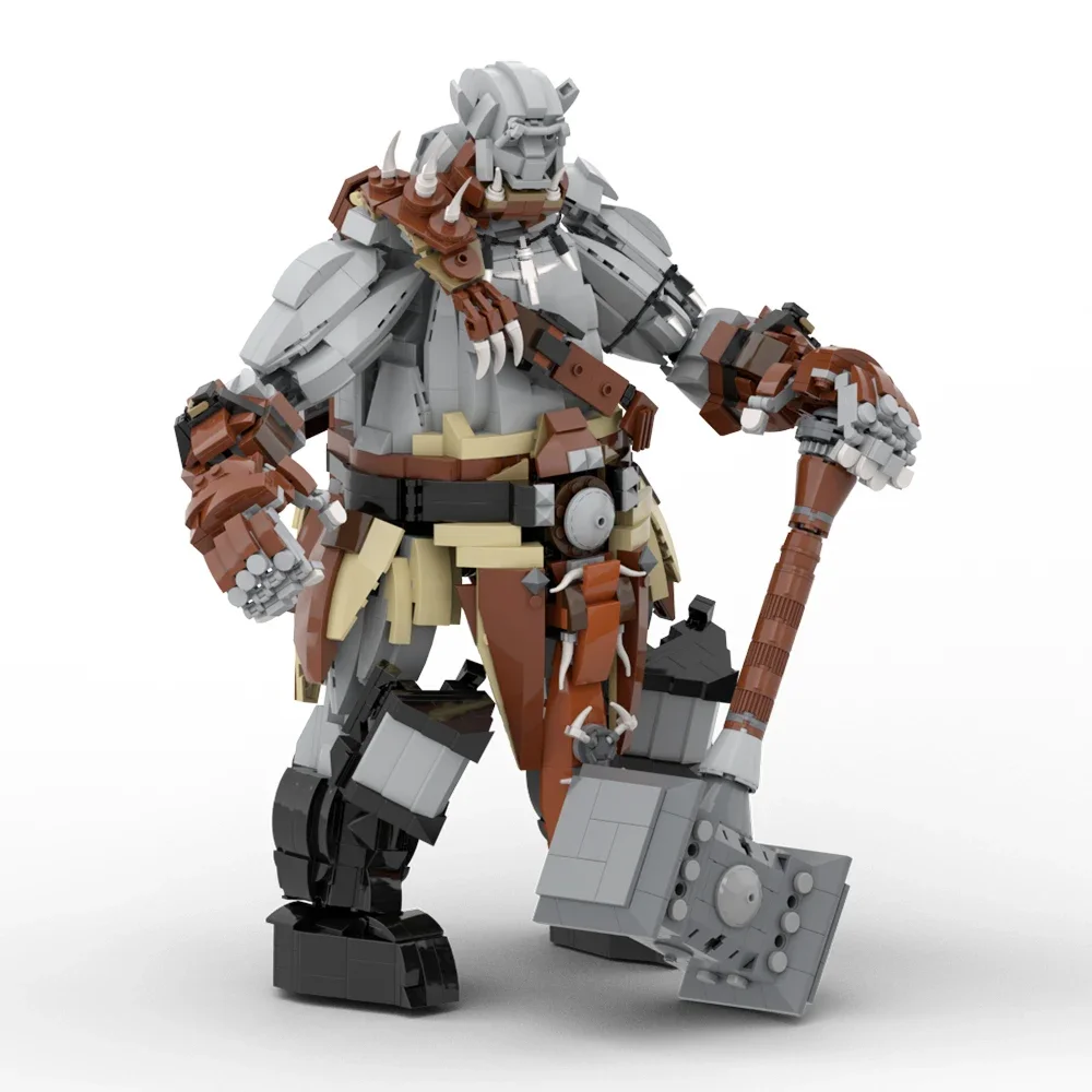 Moc mech robô preto warhammereds blocos de construção modelo jogo warcrafteds orgrim doomhammer tijolos diy brinquedo montado para o presente do miúdo