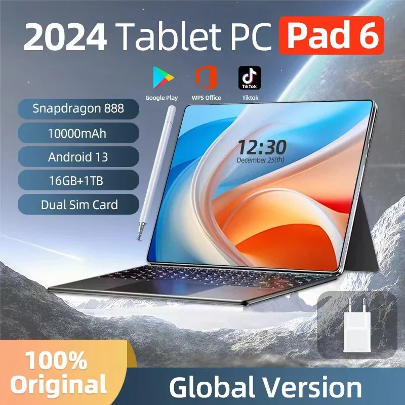 Tablet Pad Original 6 Pro, Snapdragon 888, Android 13,16GB, 1TB,10 Núcleo, 10000mAh, WPS, 5G, Viagem, Epi Tag, Versão Global, 2022