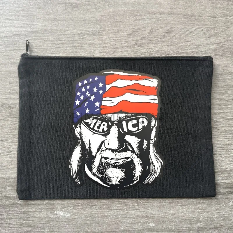 

Hulk Hogan HULKAMANIA Canvas Pouch Slogan Canvas Bag Funny Cosmetic Zipped Pencil Case Snack Bag Luxury Toiletry Bag