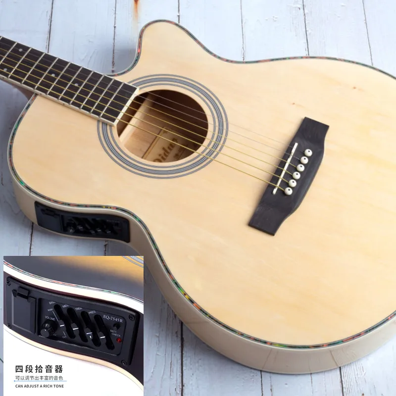 Diduo 40 Inch Electric Acoustic Guitar Sunset Black White Wood