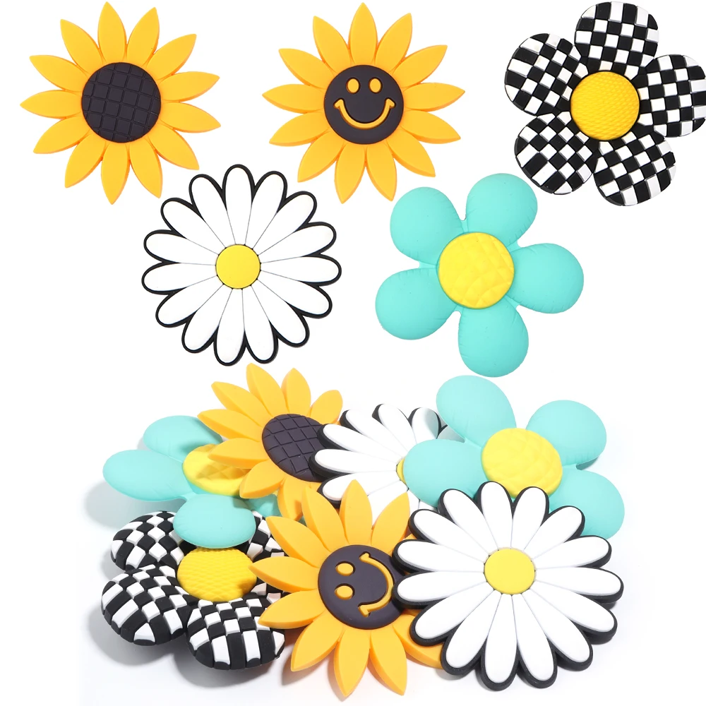 2Pcs Colorful PVC Cartoon Charms Sunflowers Beach Bag Pendant For Girls Women DIY Beach Bags Handbags Decoration Accessories