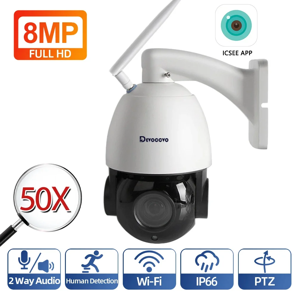 4K 30X 50X Optical Zoom Wifi PTZ IP Security Camera Outdoor Ai Human Detection 8MP Ceiling Speed Dome Camera Video Surveillance