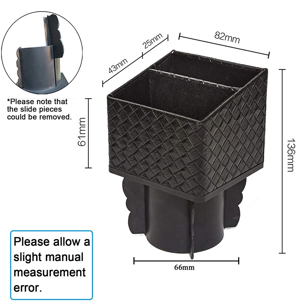 Caja de almacenamiento de Control central para coche, contenedor cuadrado de cuero PU, portavasos, consola de bolsillo, Organizador de bolsillo,