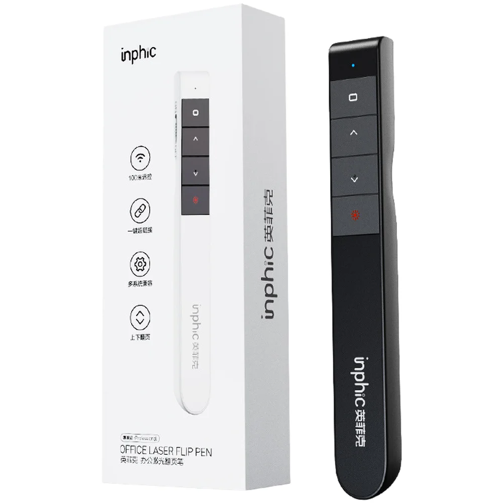 Inphic PL1 Wireless Page Turning Pointer with Bright and USB Fast Charging for Presentations on PC Laptop Tablet
