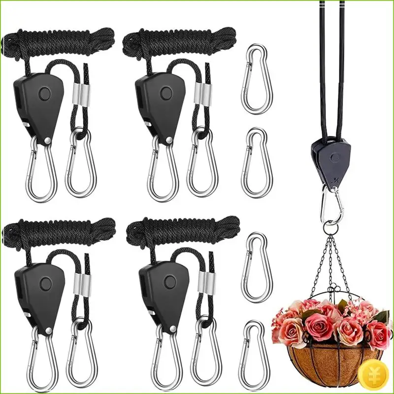 8Pack Ratchet Hangers, Adjustable Rope Hanger, Ratchet Rope, Pull Ratchet Hook, Adjustable Rope Hook, 2M, 1/8 Inch