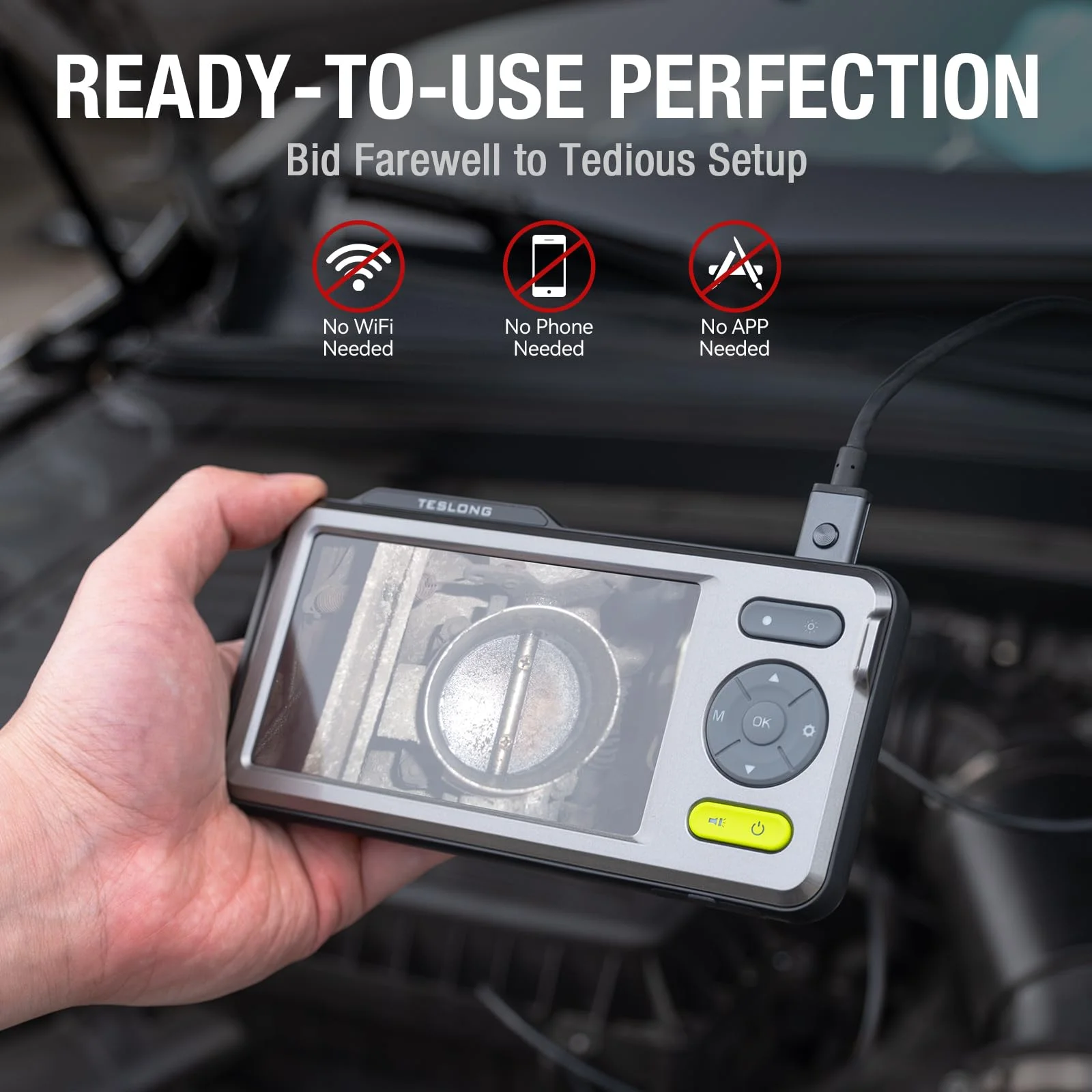 5" IPS Screen HD Industrial Endoscope 5mm 5m Dual Lens Waterproof Inspection Camera, Borescope with LED Light for Automotiv