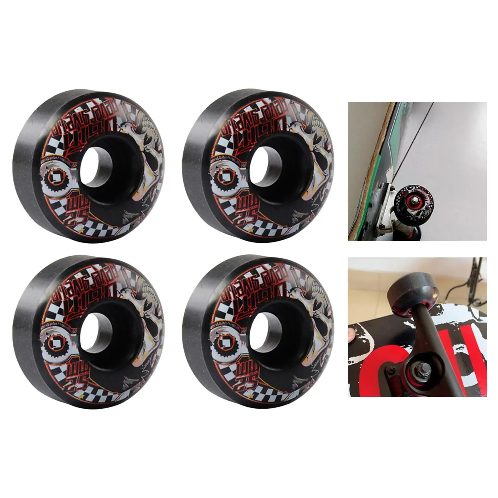 4Pcs PU Skateboard Wheels Set 52x30mm Non-slip Roller Wheel Outer Case Parts