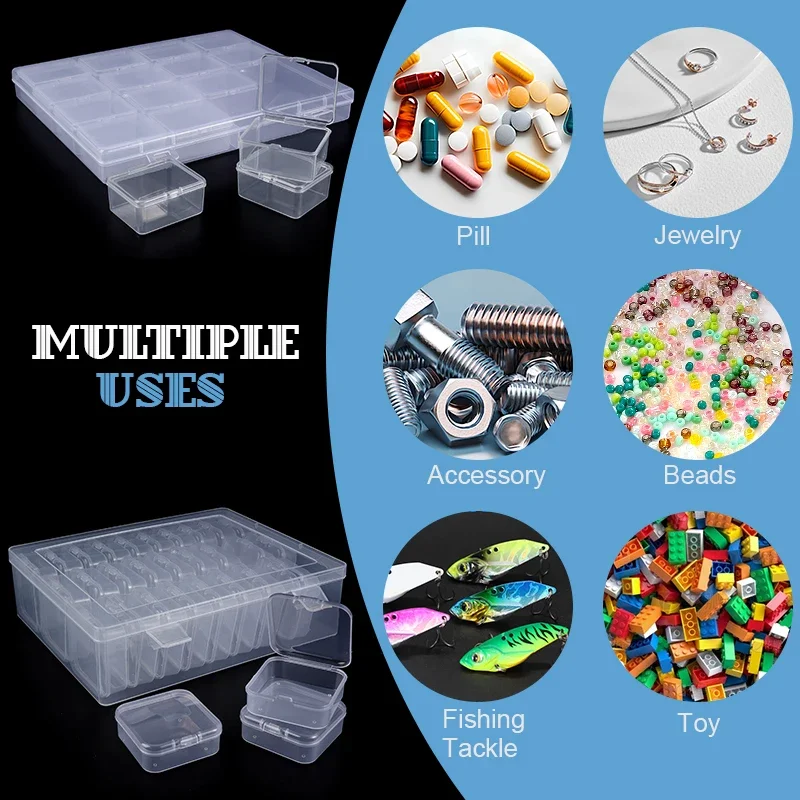 Bead Organizer Box 30Pcs Small Clear Plastic Bead Storage Containers with Hinged Lid for Storage of Small Items Crafts Jewelry