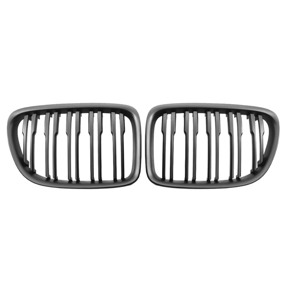 

Matte Black Front Hood Kidney Grille Sport Grill Replacement Dual Slat For-BMW E84 X1 4-Door